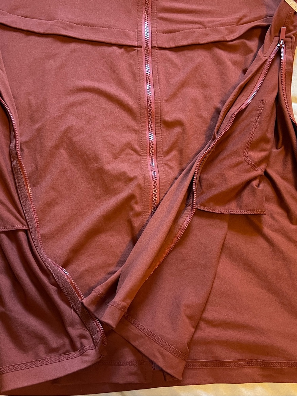 Women’s Long Sleeve Hooded Zip Dress in Rust - Picture 3 of 9